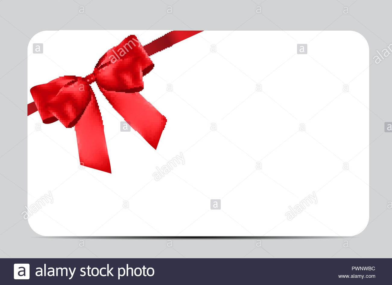 Blank Gift Card Template With Red Bow And Ribbon. Vector In Present Card Template