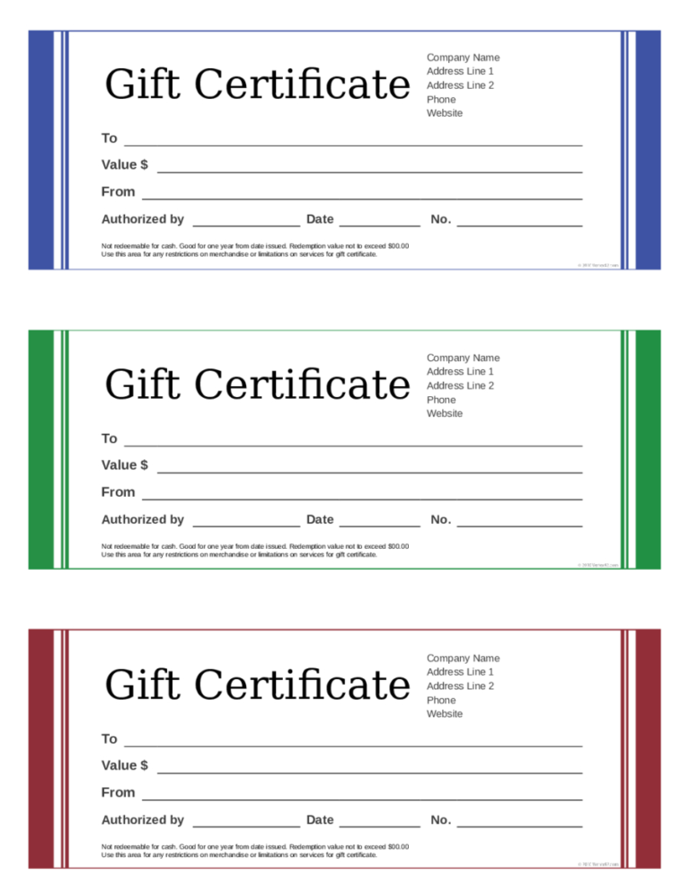 Free Blank Gift Certificate Template