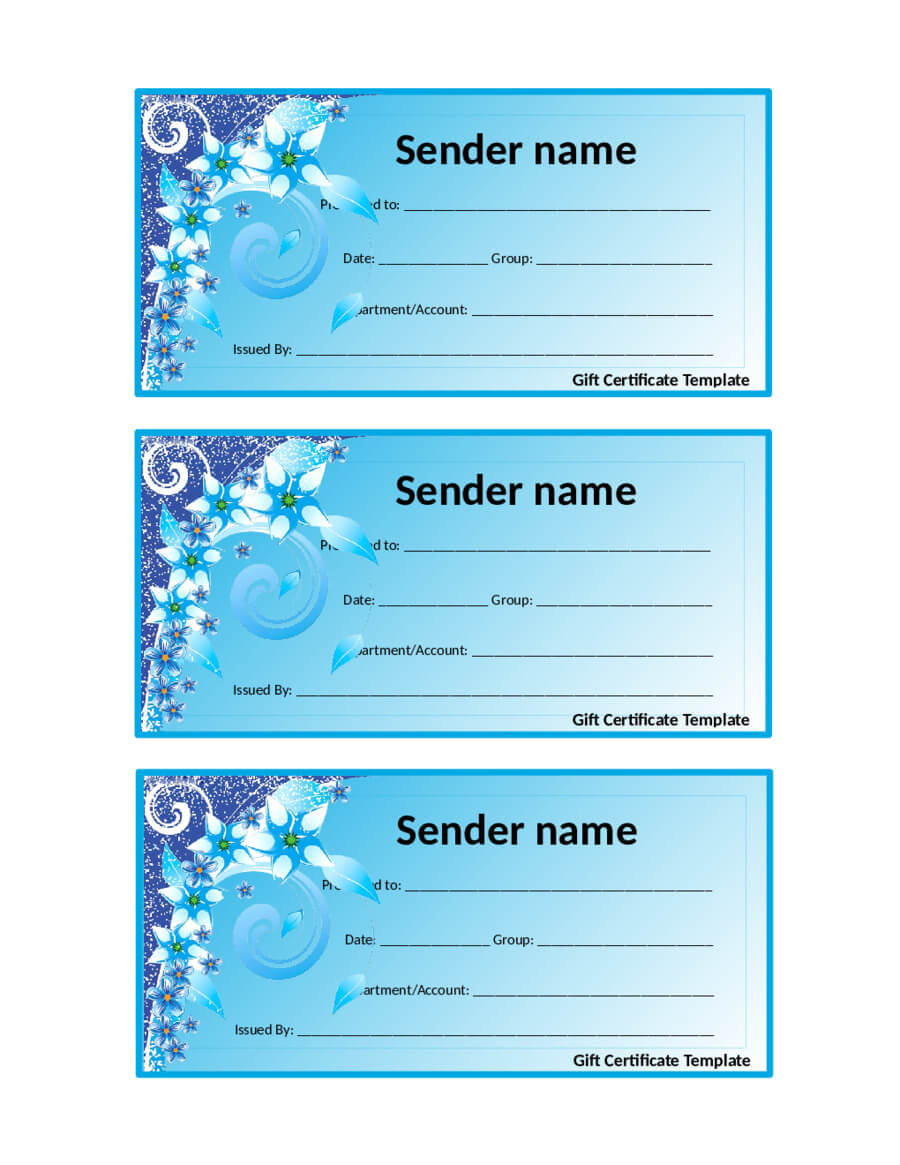 Blank Gift Certificate Forms – Edit, Fill, Sign Online With Regard To Fillable Gift Certificate Template Free