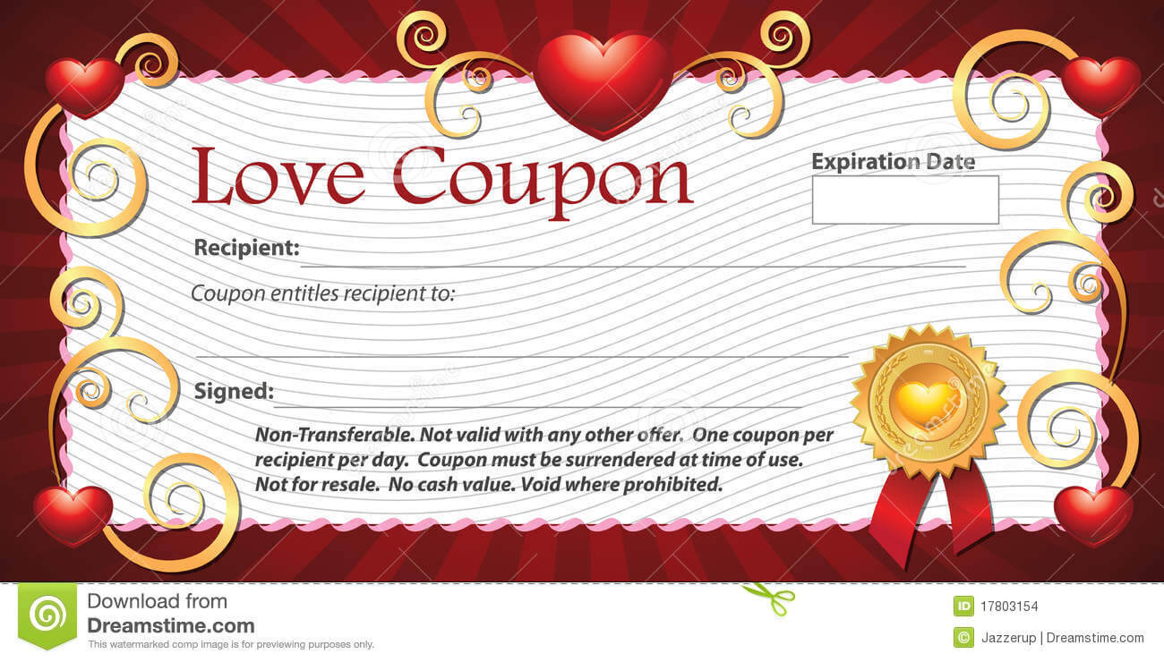Blank Love Coupon Stock Illustration. Illustration Of With Regard To Love Certificate Templates