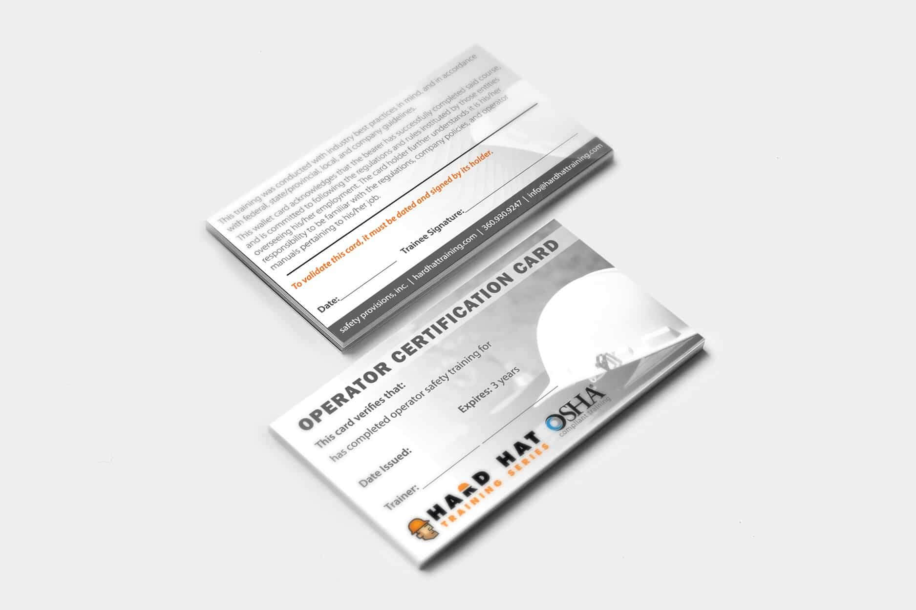 Blank Official Wallet Cards For Fall Protection Certification Template