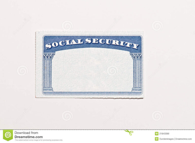 Blank Social Security Card Stock Photo 21843389 Megapixl With Regard