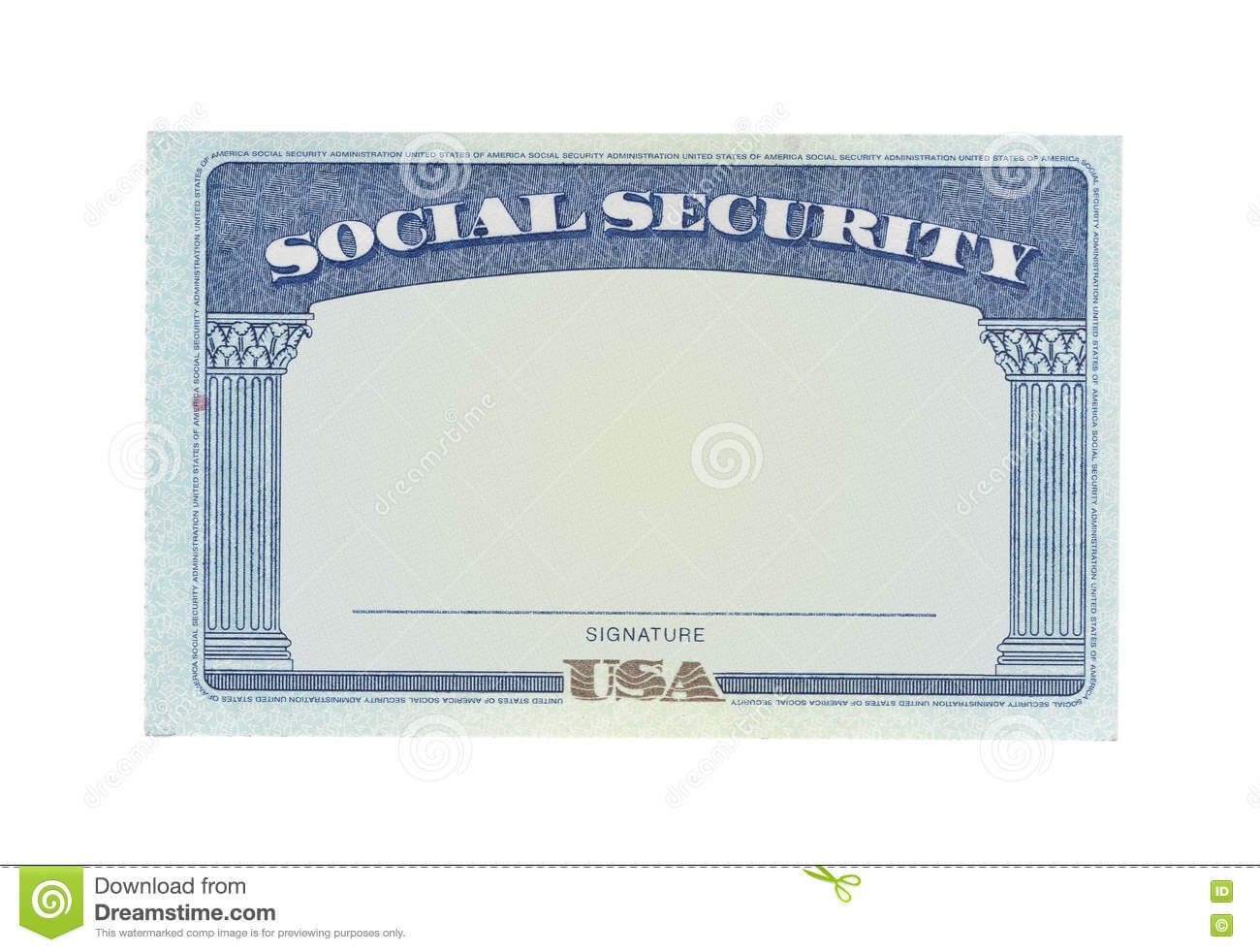 Blank Social Security Card Stock Photo. Image Of Government For Social Security Card Template Free