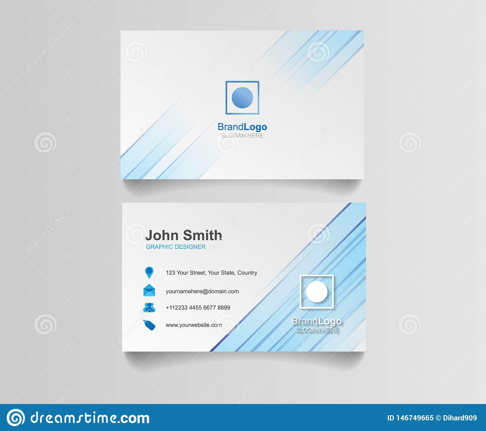 Blue Business Card Template Illustration Design. Identity Regarding Blank Business Card Template Download