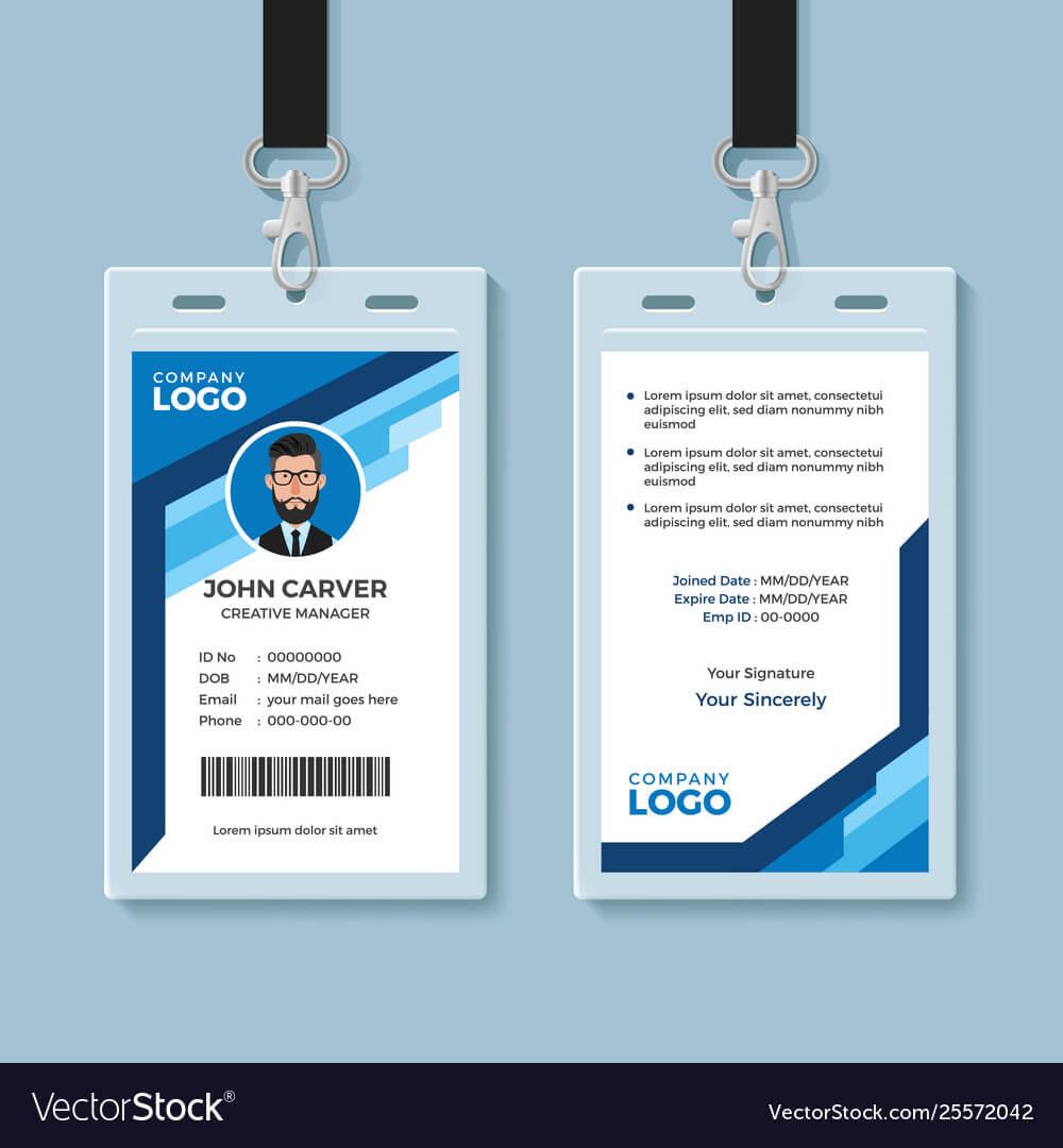 Blue Graphic Employee Id Card Template With Regard To Template For Id Card Free Download