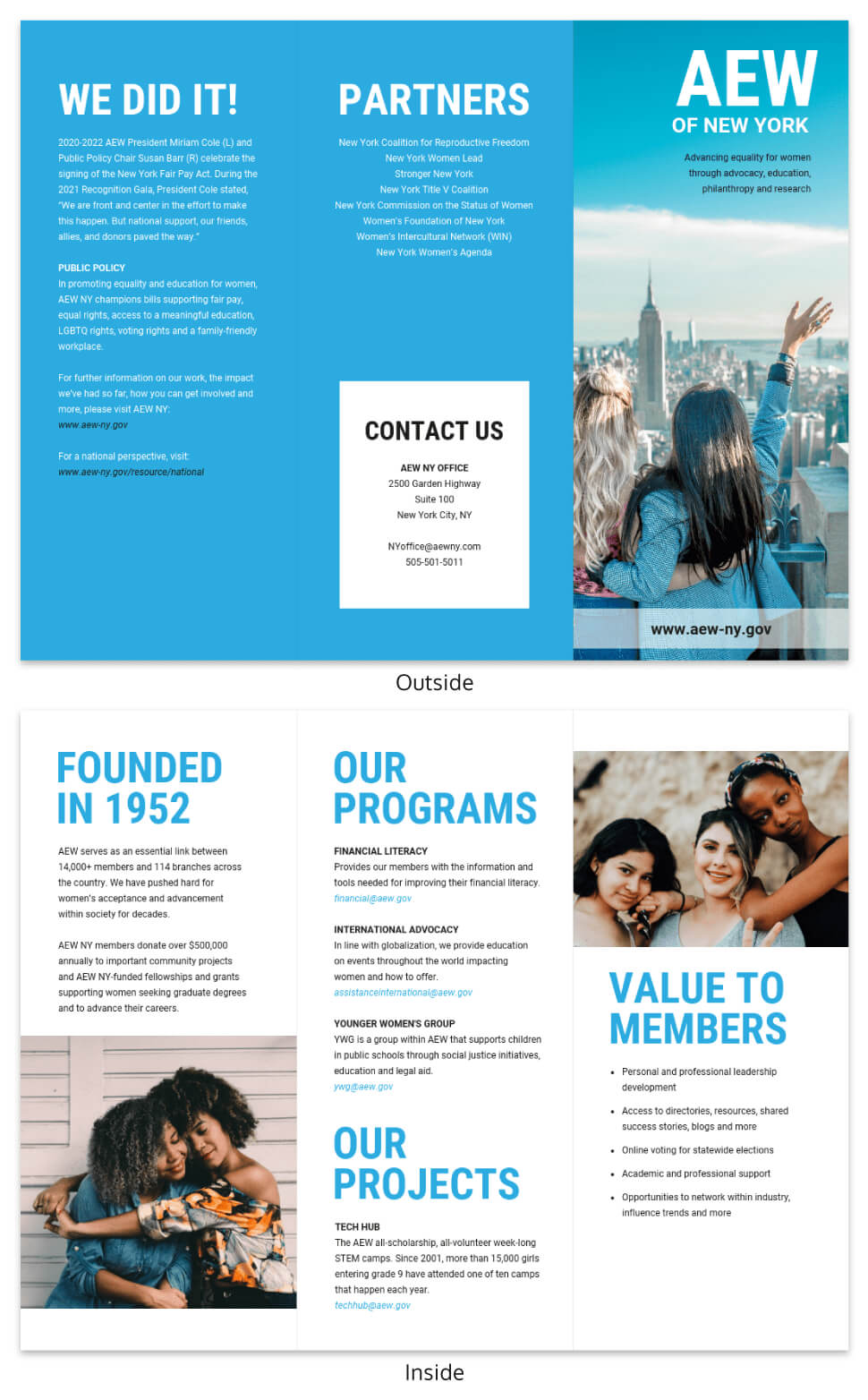 Blue Non Profit Tri Fold Brochure Template Inside Membership Brochure Template