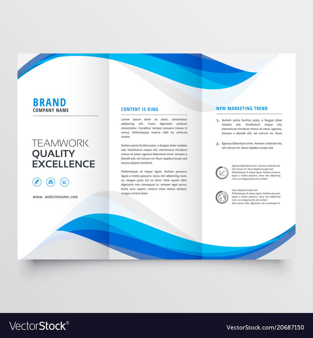 Blue Wavy Business Trifold Brochure Template Intended For Illustrator Brochure Templates Free Download
