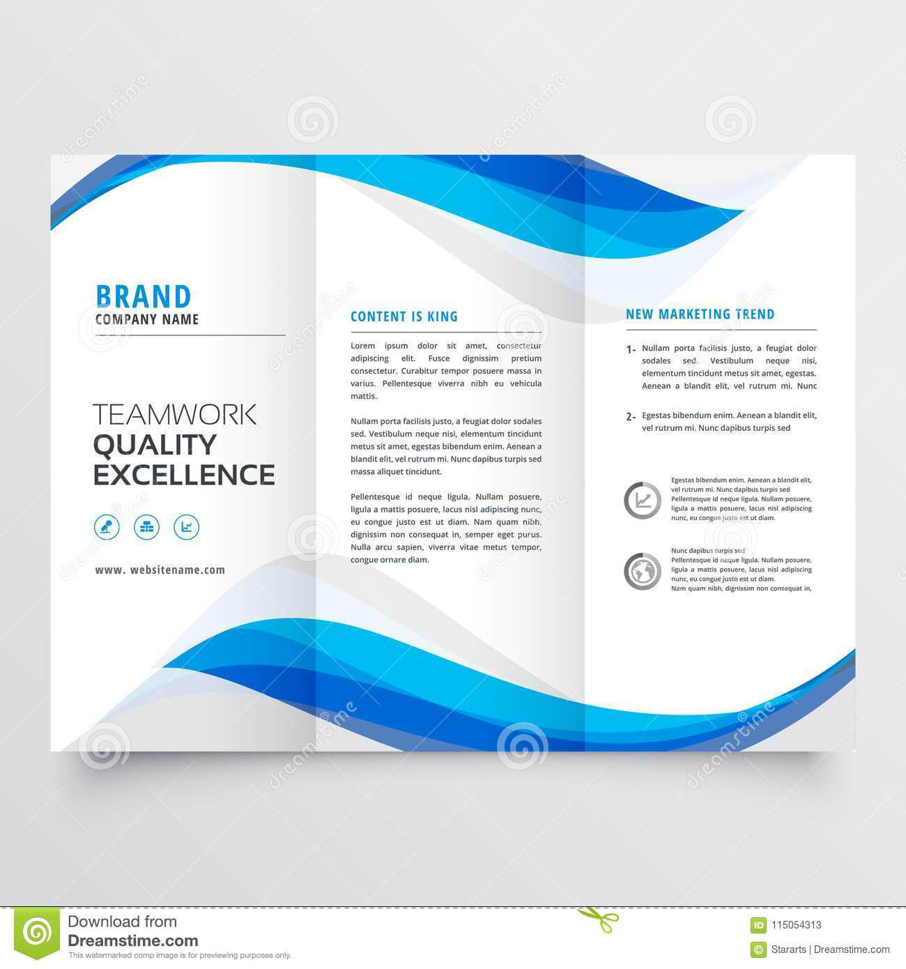 Blue Wavy Business Trifold Brochure Template Stock Vector Intended For Brochure Template Illustrator Free Download