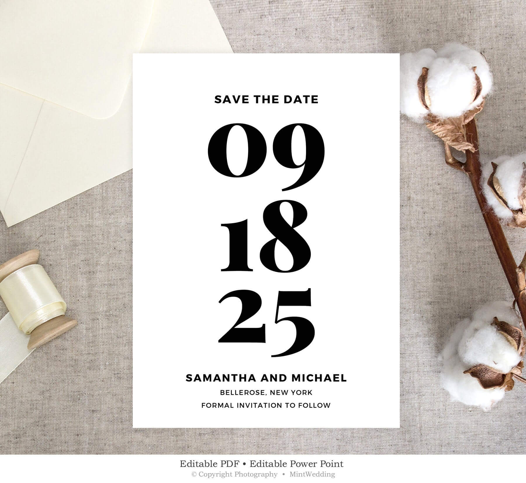 Bold Save The Date Card Printable, Wedding Save The Date Template, Black  And White Save The Date, Classic Wedding Instant Download Sd5 With Regard To Save The Date Powerpoint Template