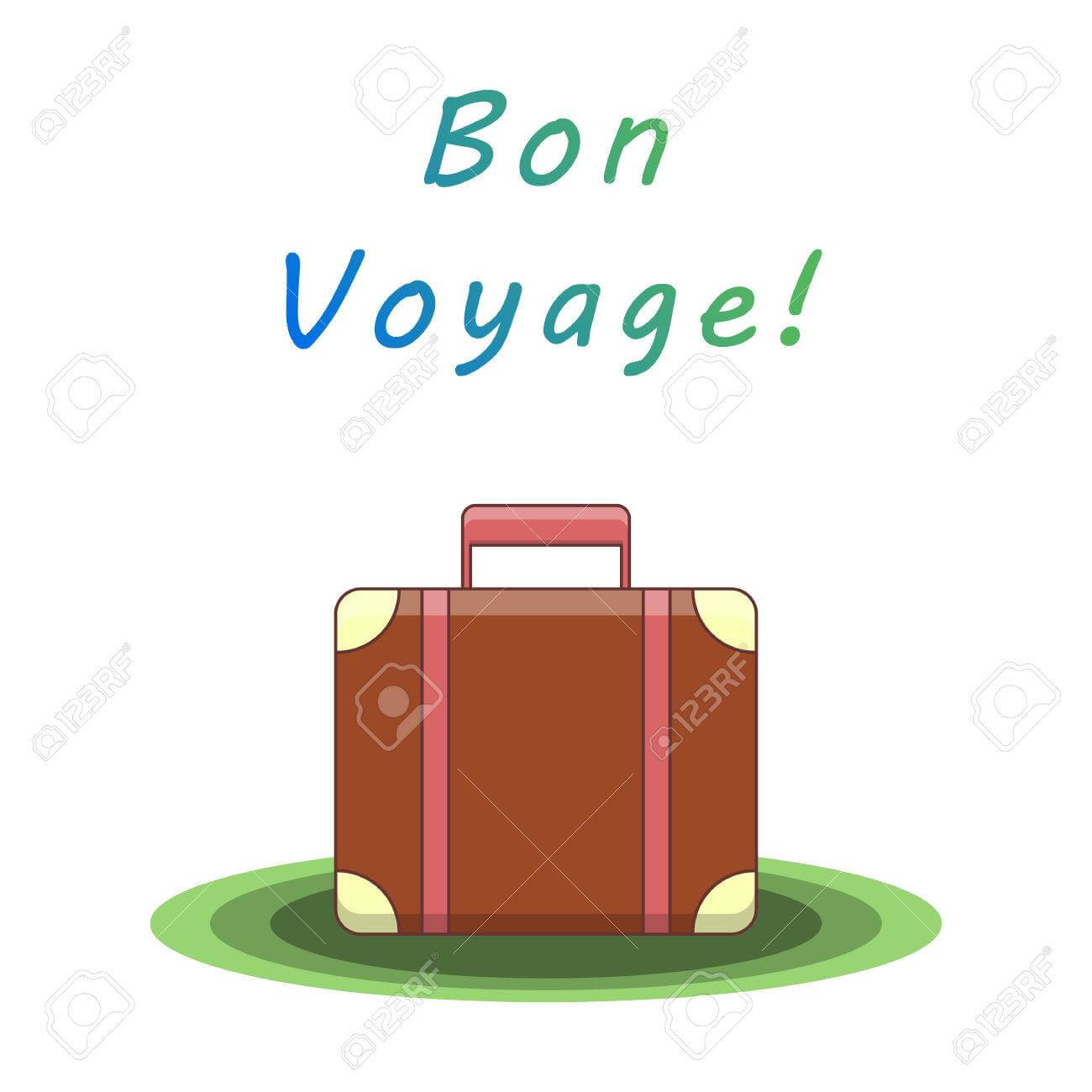 Bon Voyage. Suitcase For Traveling. Template For Card, Flyer,.. With Bon Voyage Card Template