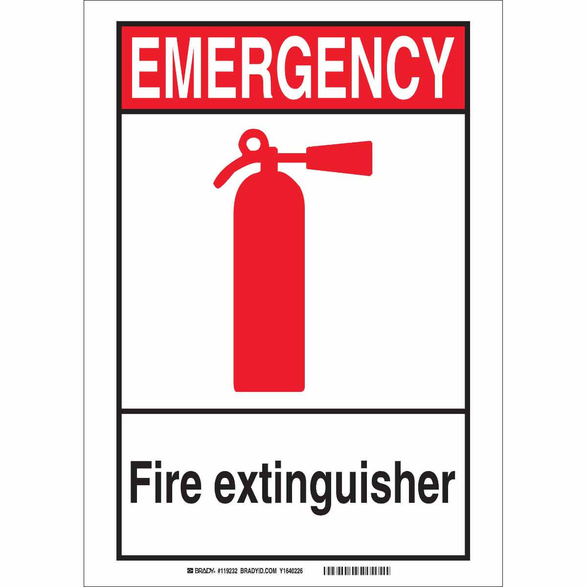 Brady Part: 119241 | Emergency Fire Extinguisher Sign Intended For Fire Extinguisher Certificate Template