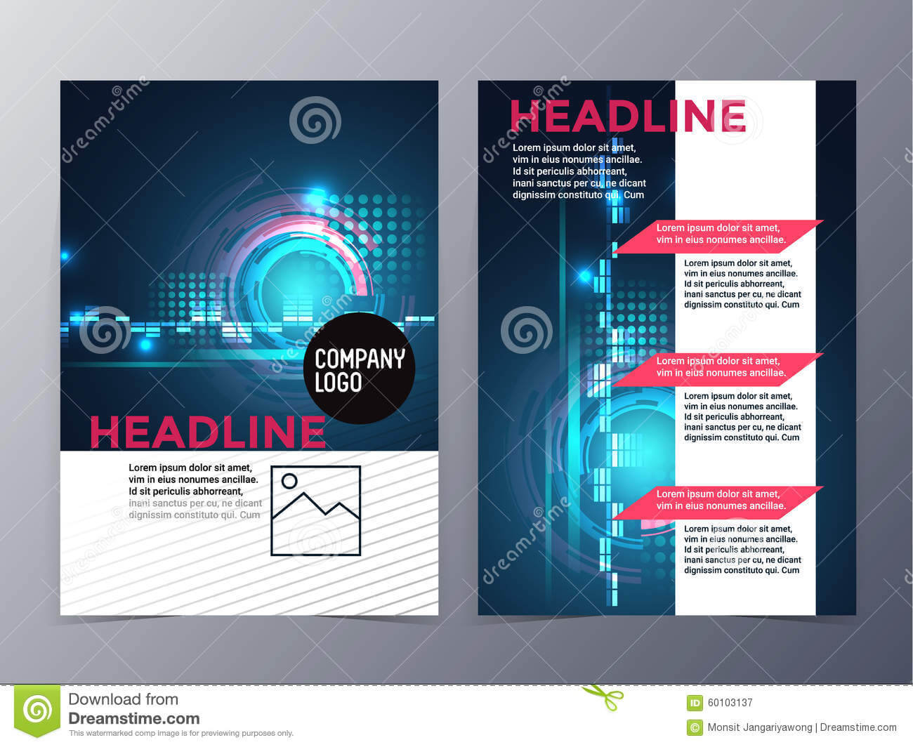 Business And Technology Brochure Design Template Vector Tri With Regard To Technical Brochure Template