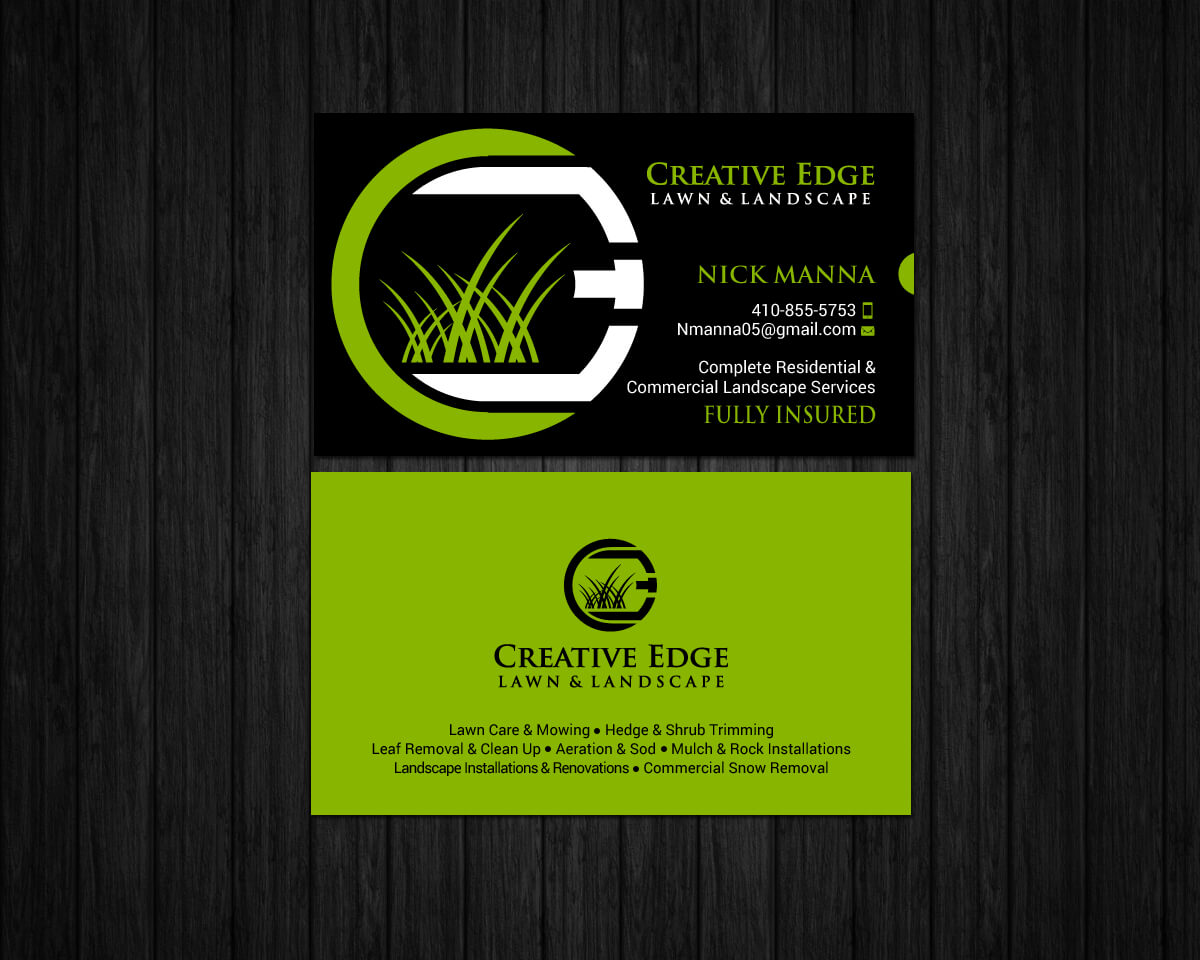 Business Card For Creative Edge Lawn & Landscape | 147 Regarding Lawn Care Business Cards Templates Free