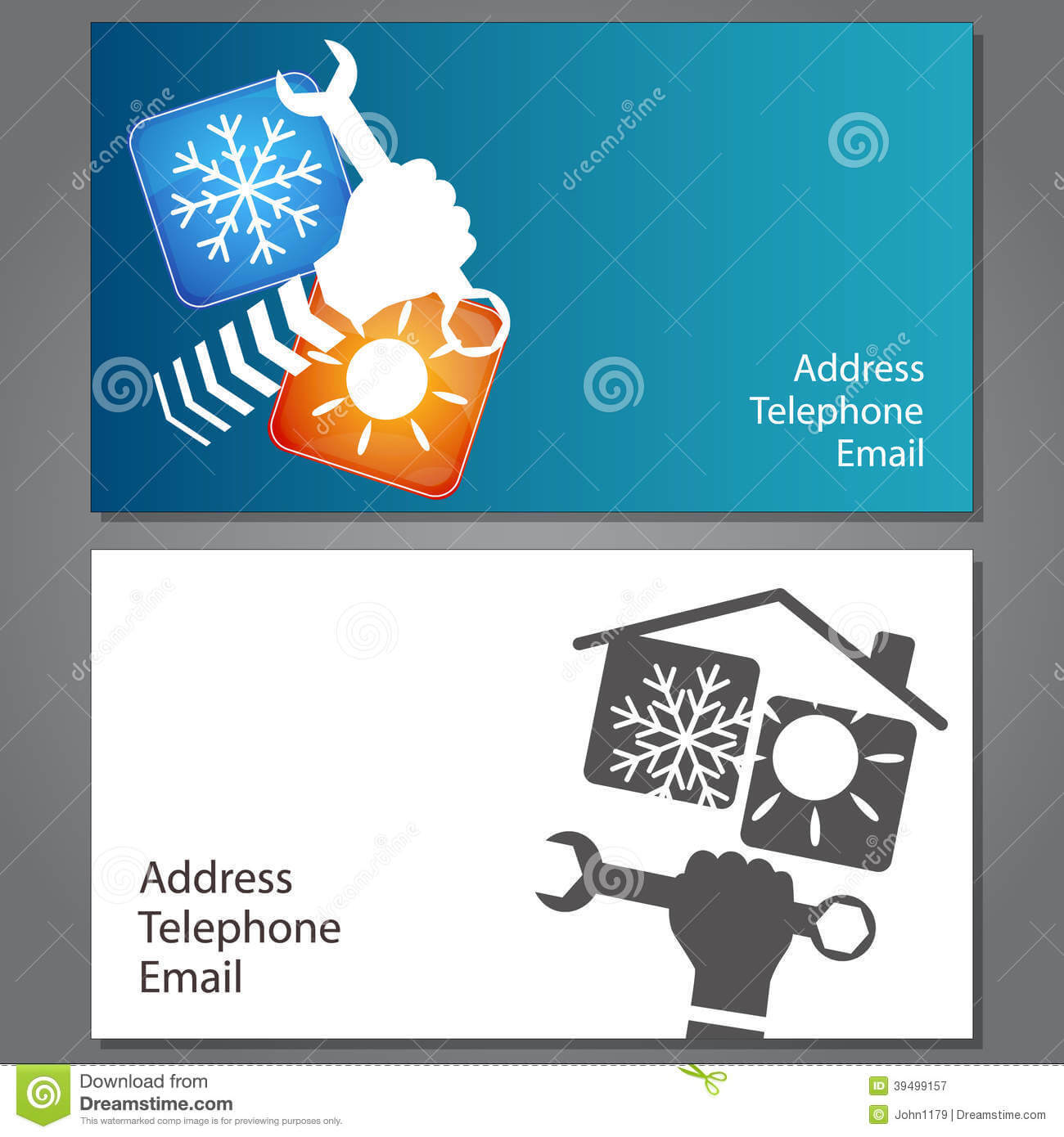 Business Card For Repair Of Air Conditioners Stock Vector Inside Hvac Business Card Template