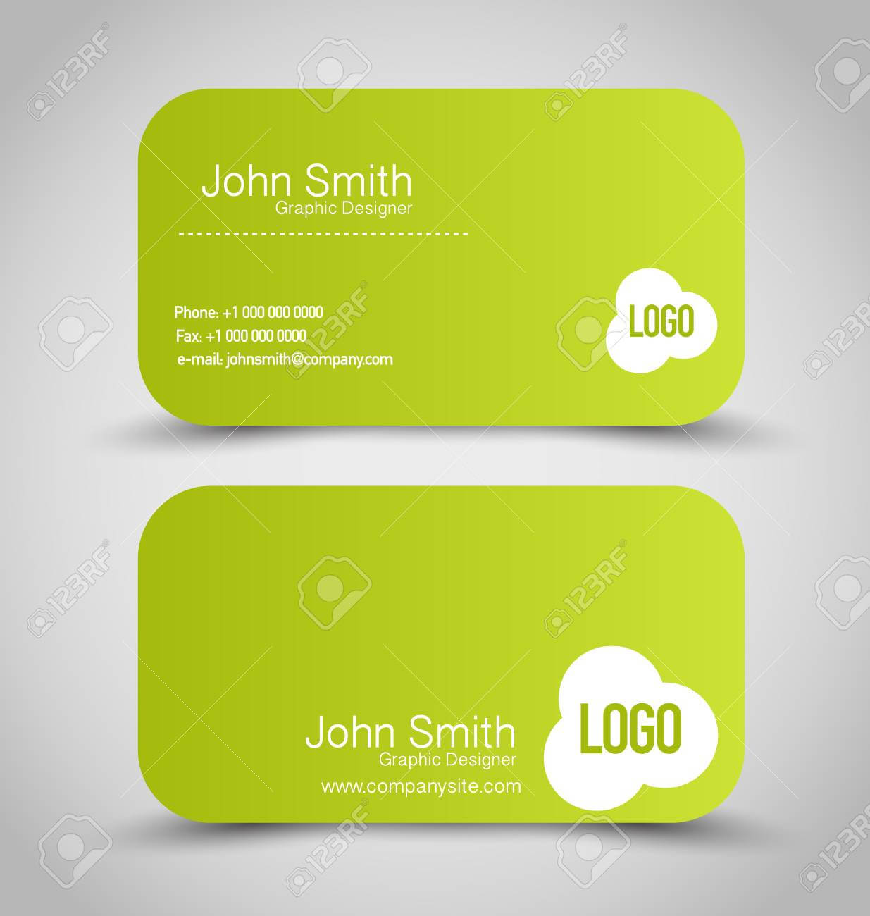 Business Card Set Template. Green Color. Vector Illustration. Throughout Calling Card Free Template