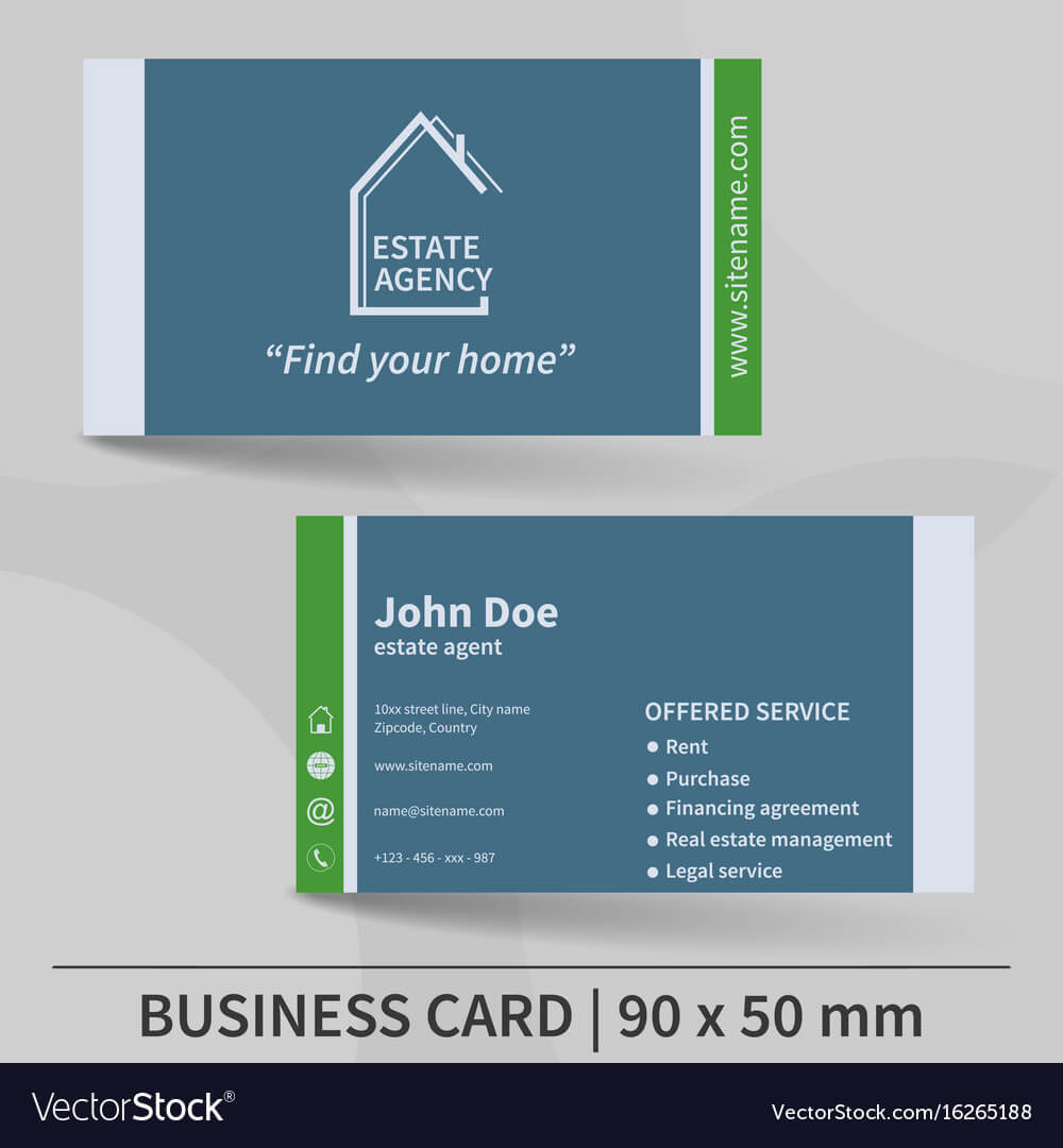 Business Card Template Real Estate Agency Design Inside Real Estate Agent Business Card Template