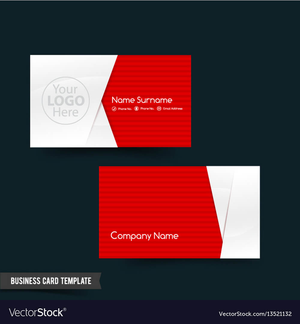 Business Card Template Set 64 Red And White Basic With Template For Calling Card