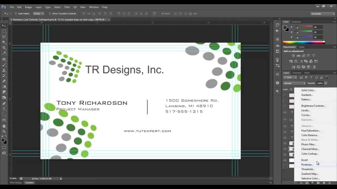 Business Card Tutorial – Create Your Own – Photoshop For Business Card Size Photoshop Template