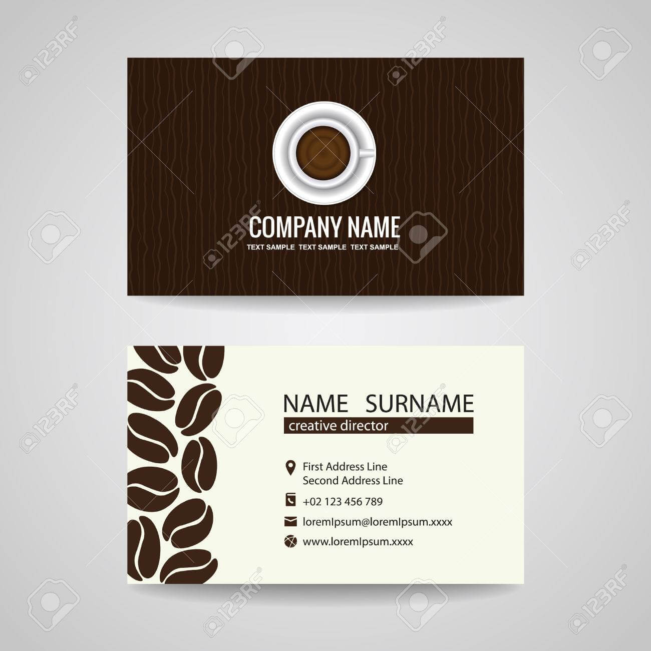 Business Card Vector Graphic Design Coffee Cup And Coffee Beans For Coffee Business Card Template Free