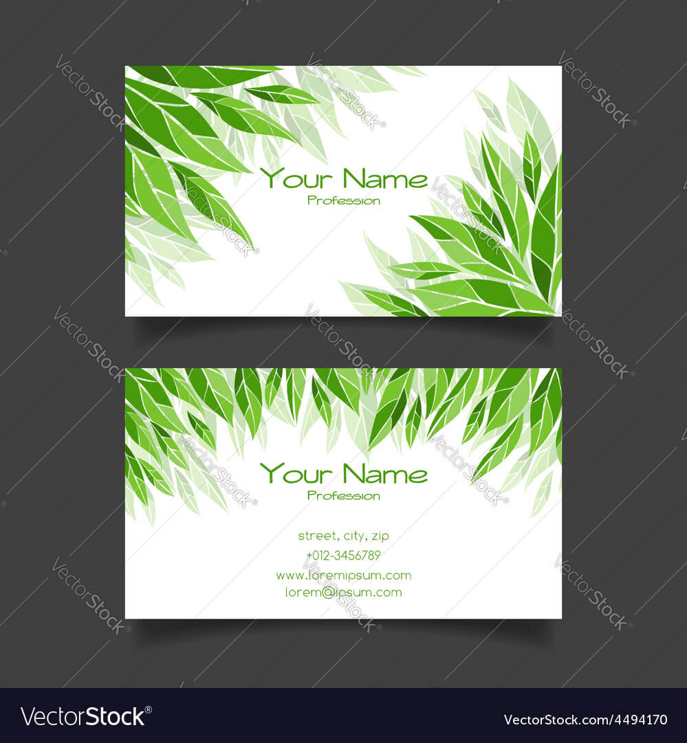 Business Card With Green Leaves Template With Christian Business Cards Templates Free