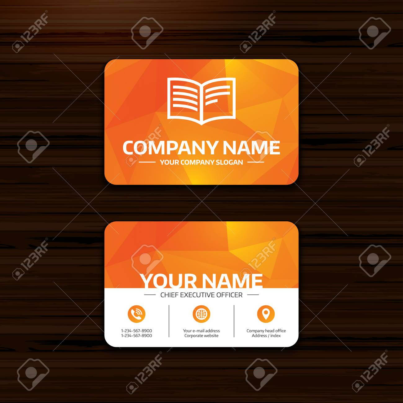 Business Or Visiting Card Template. Book Sign Icon. Open Book.. Pertaining To Index Card Template Open Office
