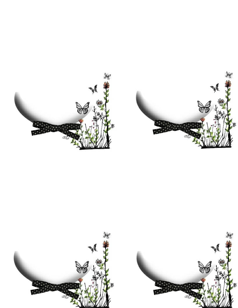 Butterfly And Daisies, O 2776595031, Category Background Inside Place Card Template 6 Per Sheet