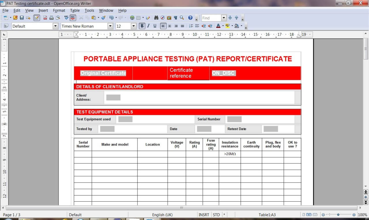 C5D Pat Test Template | Wiring Resources With Electrical Installation Test Certificate Template