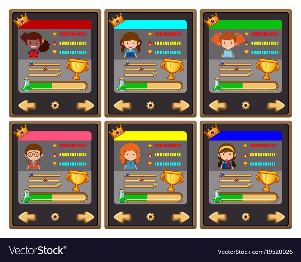 Card Game Template With Characters And Buttons In Playing Card Template Illustrator