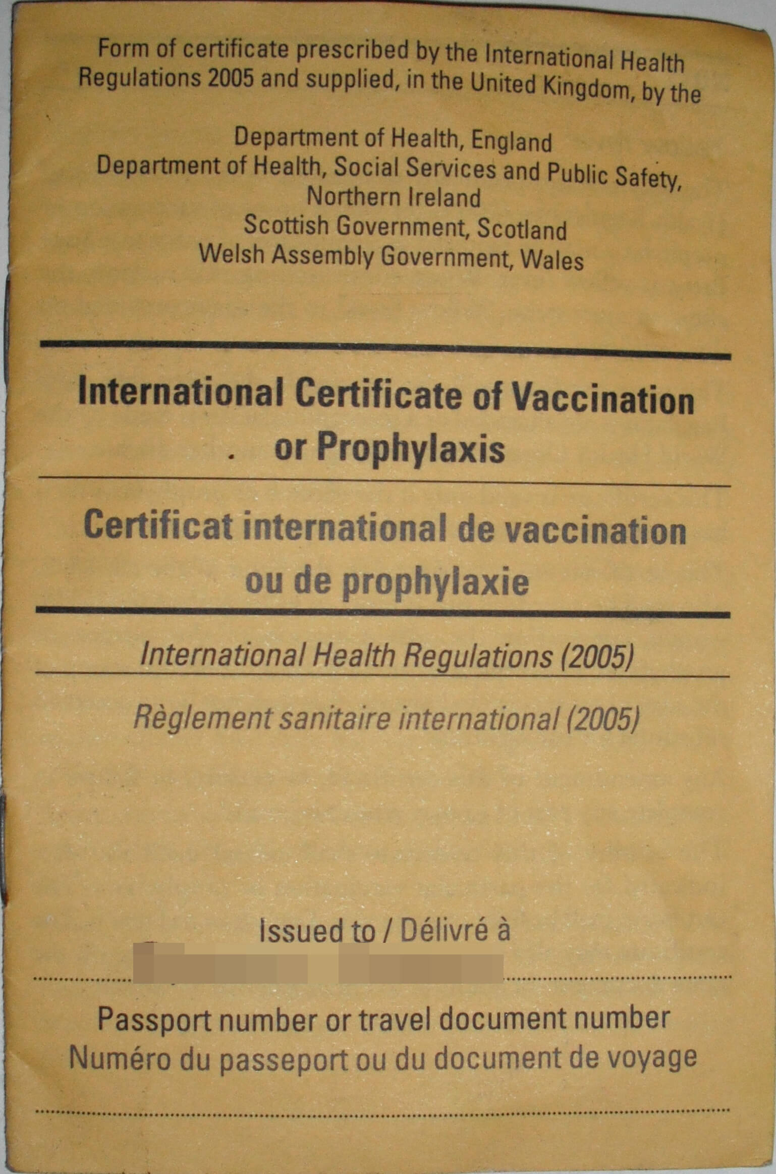 Carte Jaune – Wikipedia Throughout Certificate Of Vaccination Template