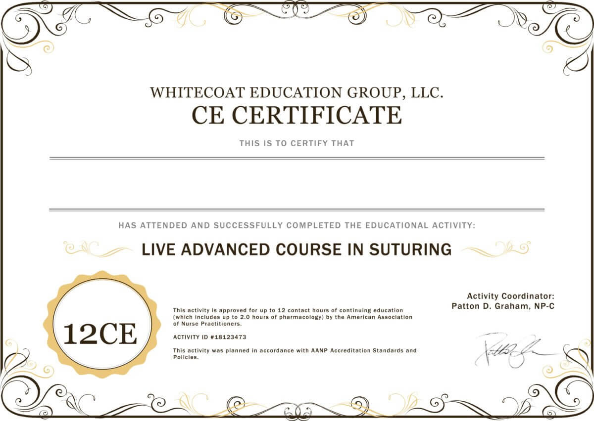 Ce Certificate Template – The Online Suture Course For Continuing Education Certificate Template