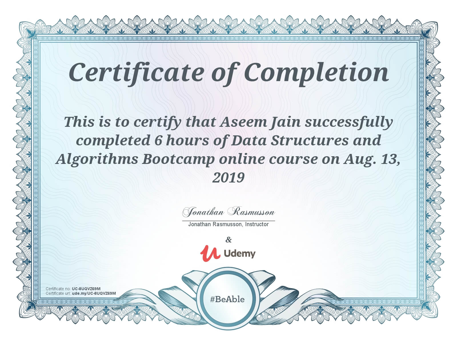 Certificate: Data Structures And Algorithms Bootcamp Intended For Boot Camp Certificate Template