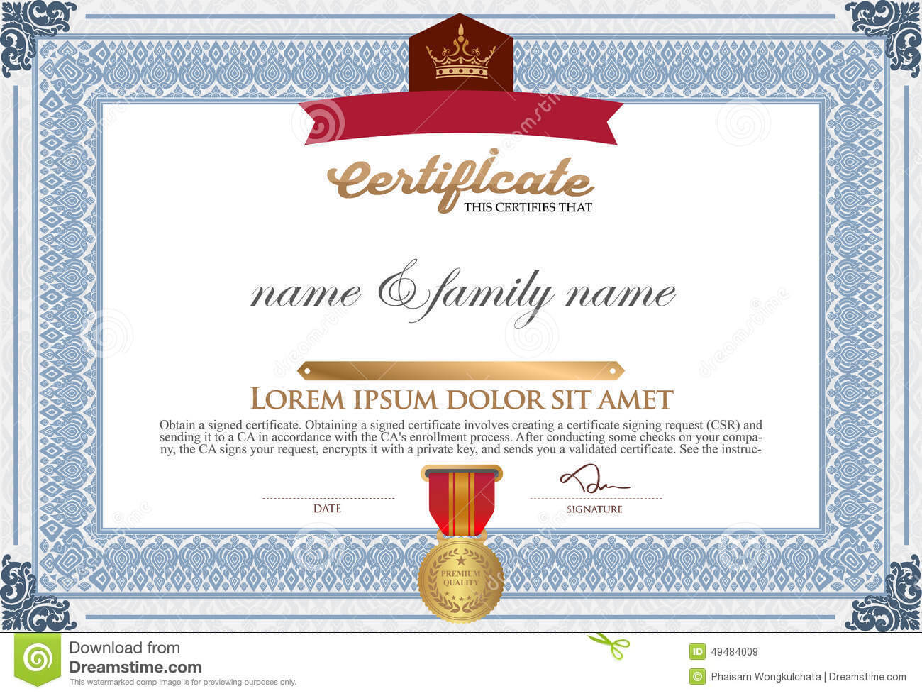 Certificate Design Template. Stock Vector – Illustration Of Throughout Gymnastics Certificate Template