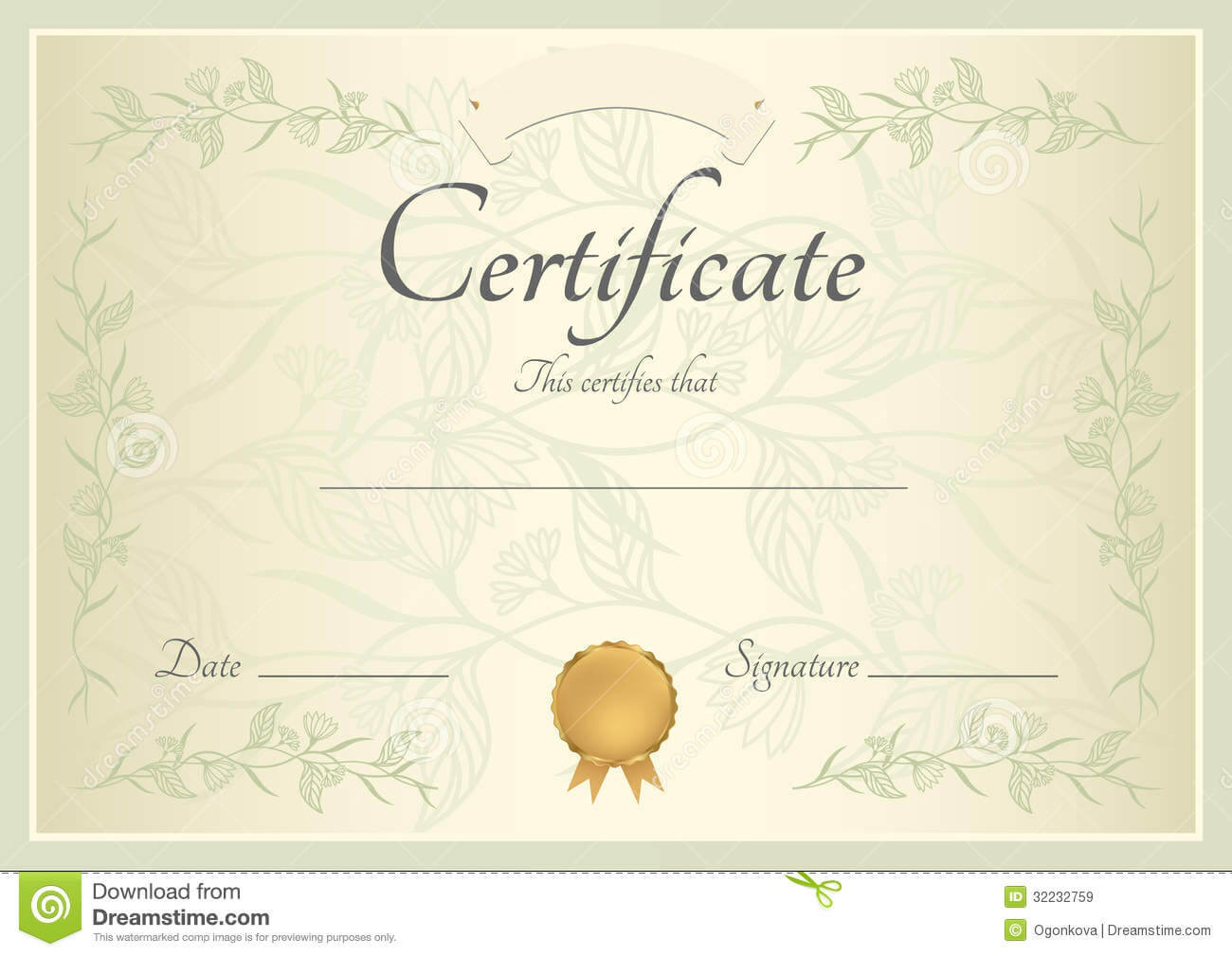 Certificate / Diploma Background (Template) Stock Vector With Regard To Small Certificate Template