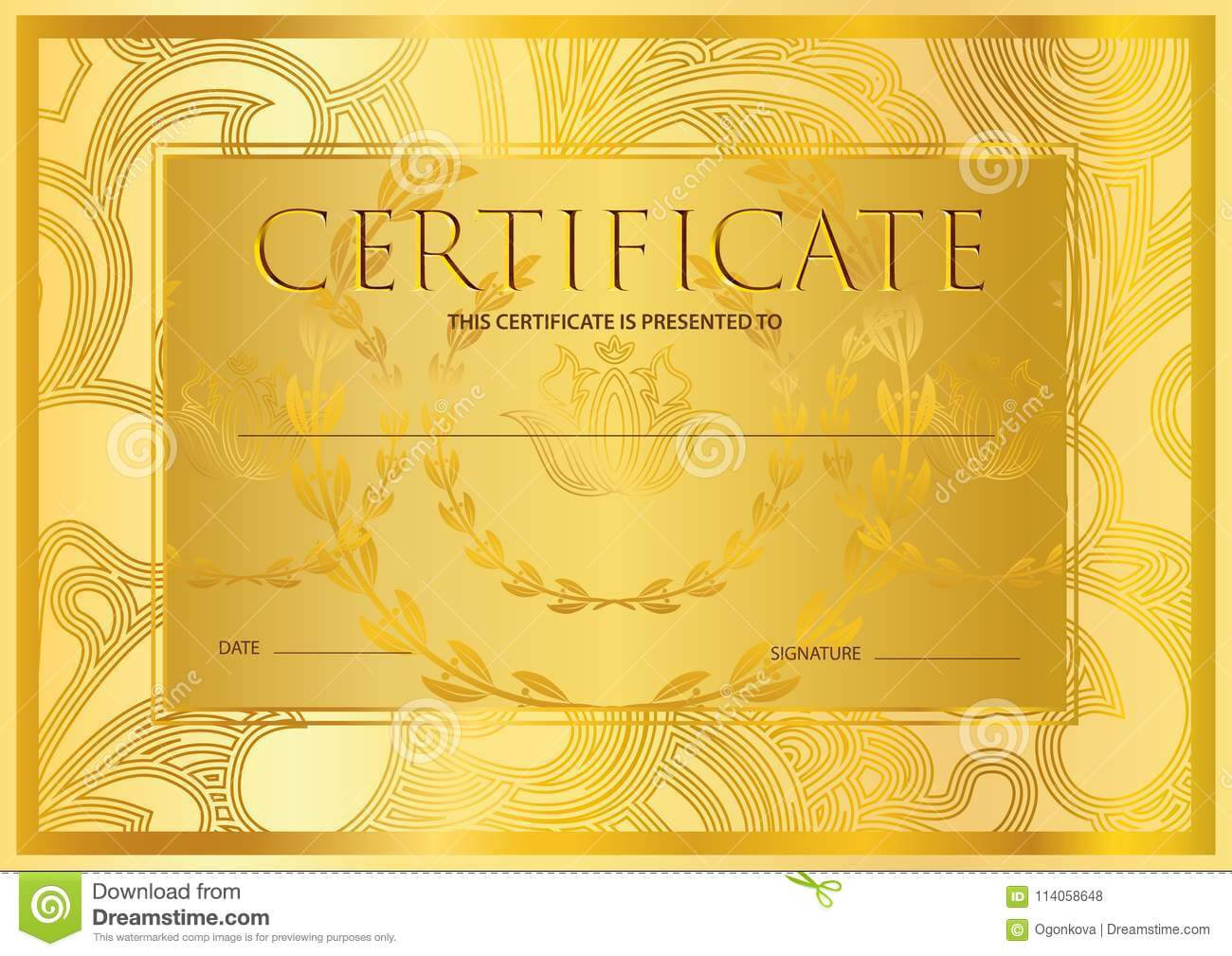 Certificate, Diploma Golden Design Template, Colorful Within Certificate Scroll Template