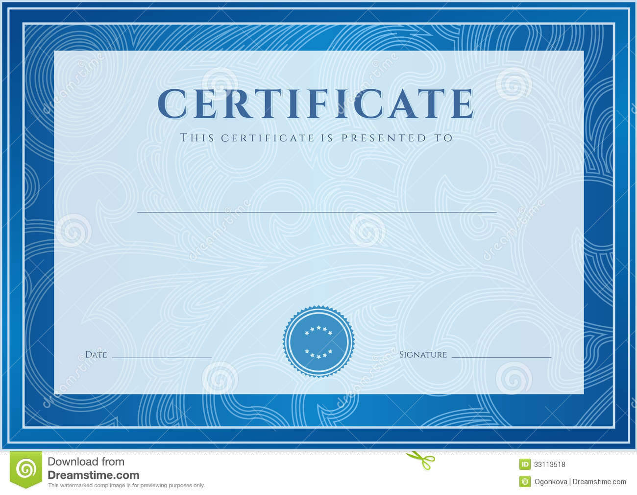 Certificate, Diploma Template. Award Pattern Stock Vector For Scroll Certificate Templates