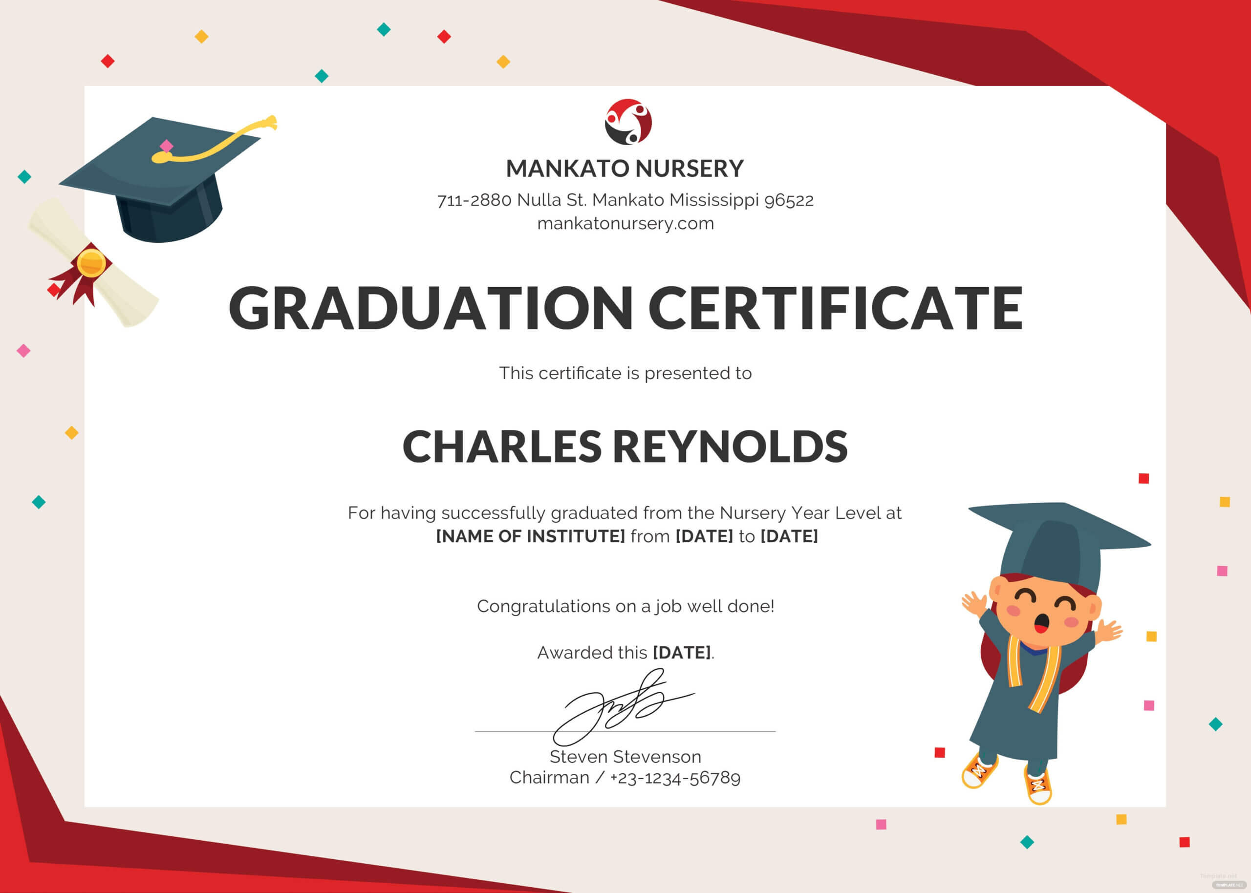 Certificate Graduation Template – Calep.midnightpig.co Throughout Free Printable Graduation Certificate Templates