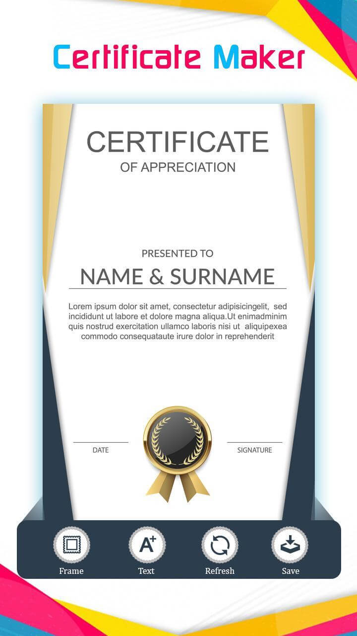 Certificate Maker: Templates And Design Ideas Для Андроид Throughout Fake Medical Certificate Template Download