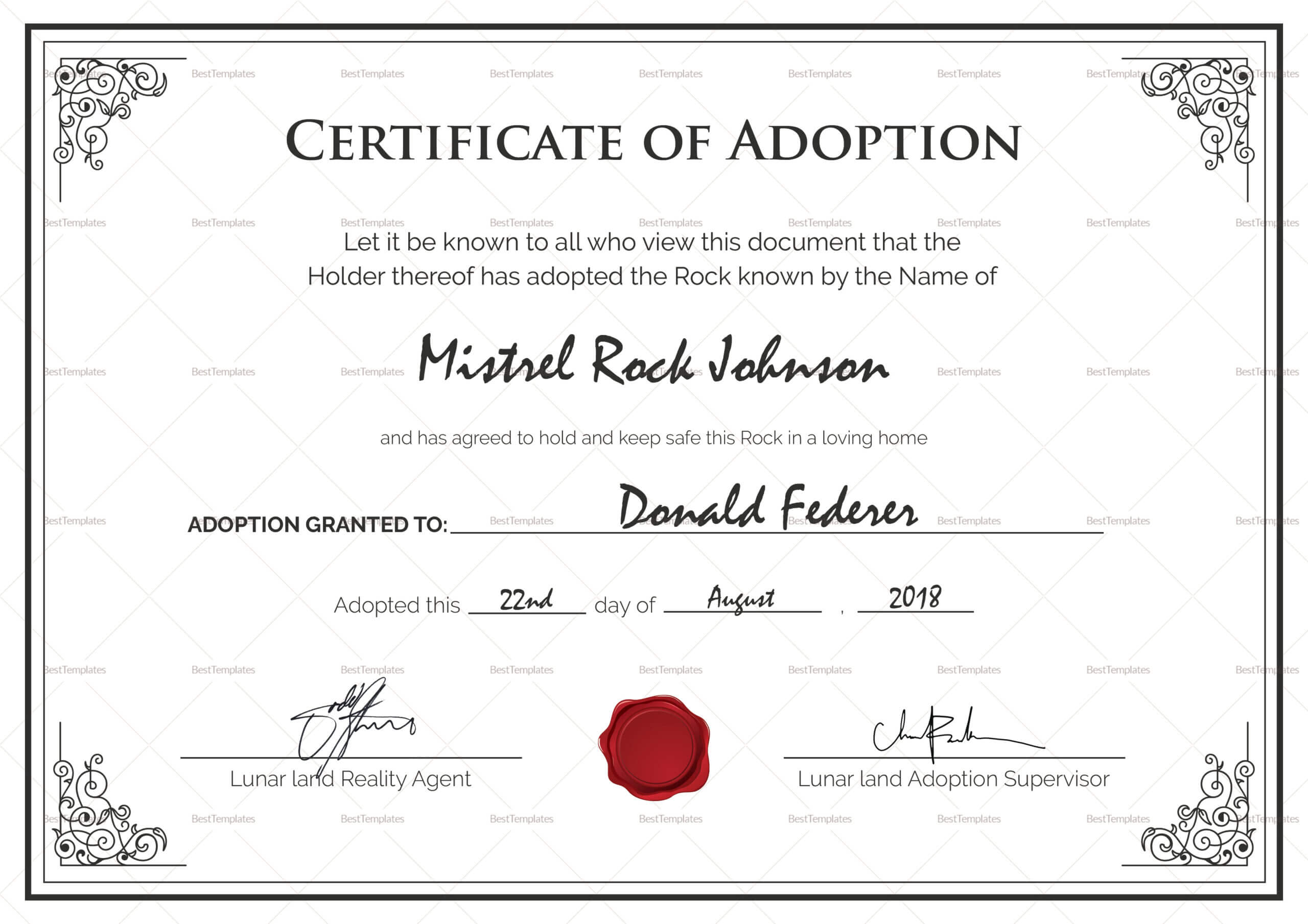 Certificate Of Adoption Template – Calep.midnightpig.co For Official Birth Certificate Template