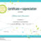 Certificate Of Appreciation Template In Nature Theme With Inside Free Certificate Of Excellence Template