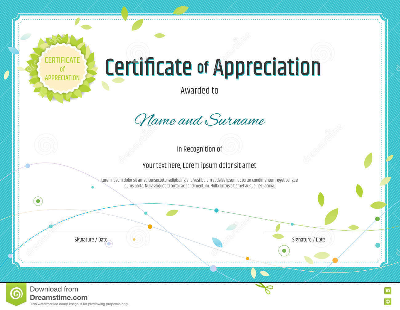 Certificate Of Appreciation Template In Nature Theme With Inside Free Certificate Of Excellence Template