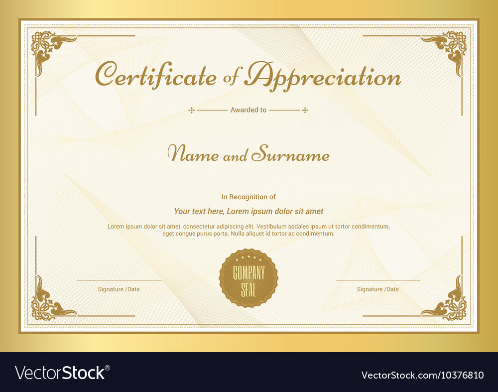 Certificate Of Appreciation Template Within Certificates Of Appreciation Template