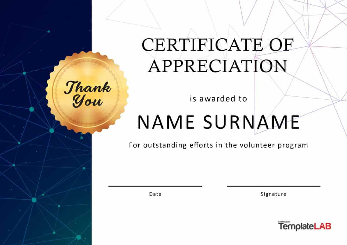 Certificate Of Appreciation Volunteer – Calep.midnightpig.co For Certificate Of Recognition Word Template