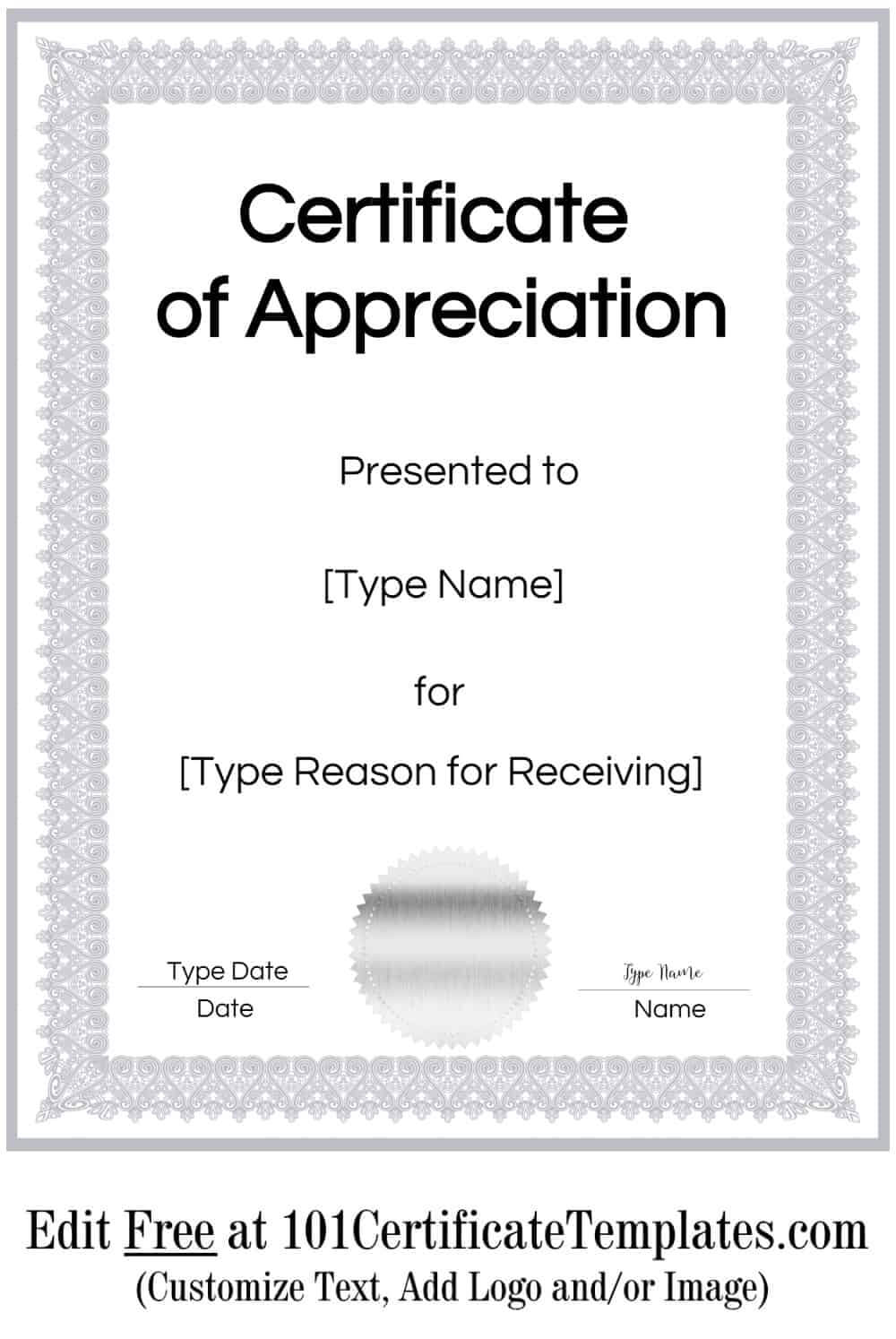 Certificate Of Appreciation With Certificate Of Attainment Template
