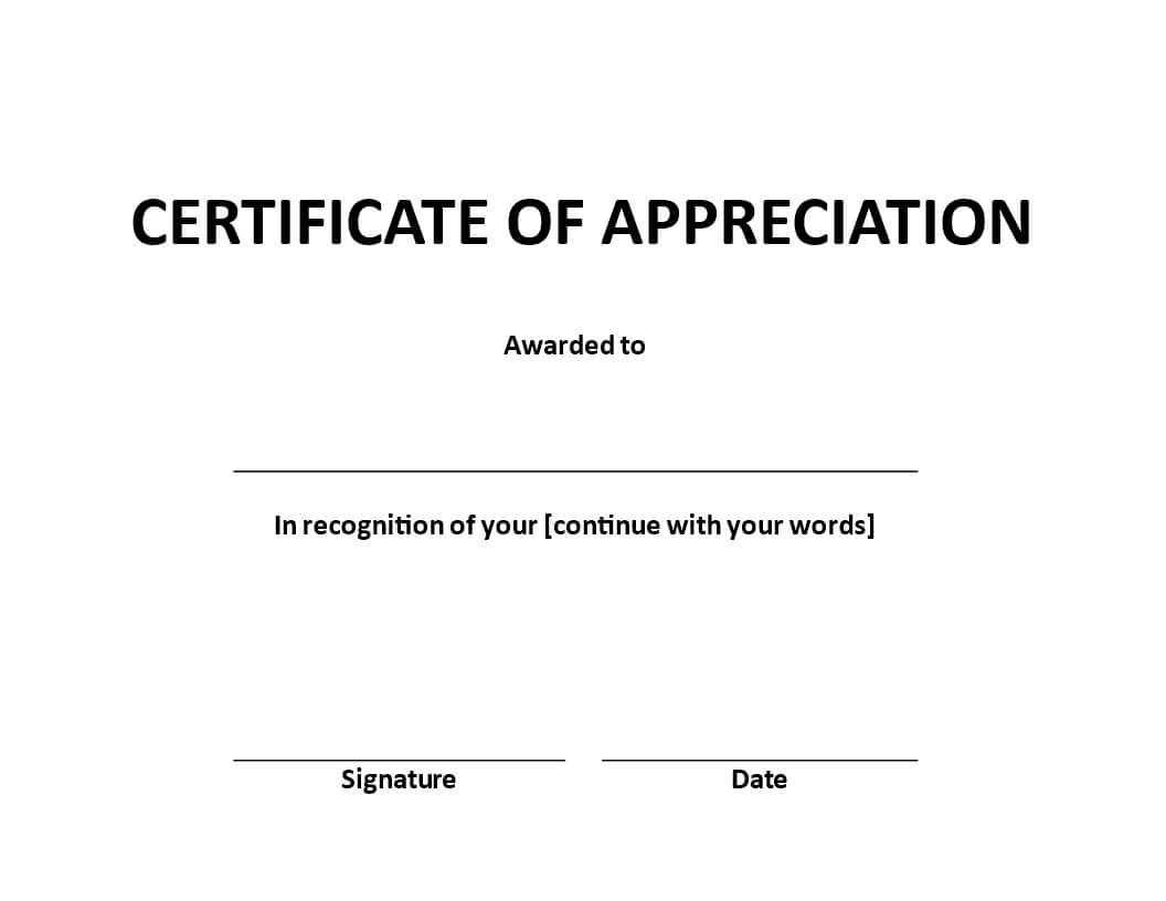 Certificate Of Appreciation Word Example | Templates At Pertaining To Certificate Of Appearance Template
