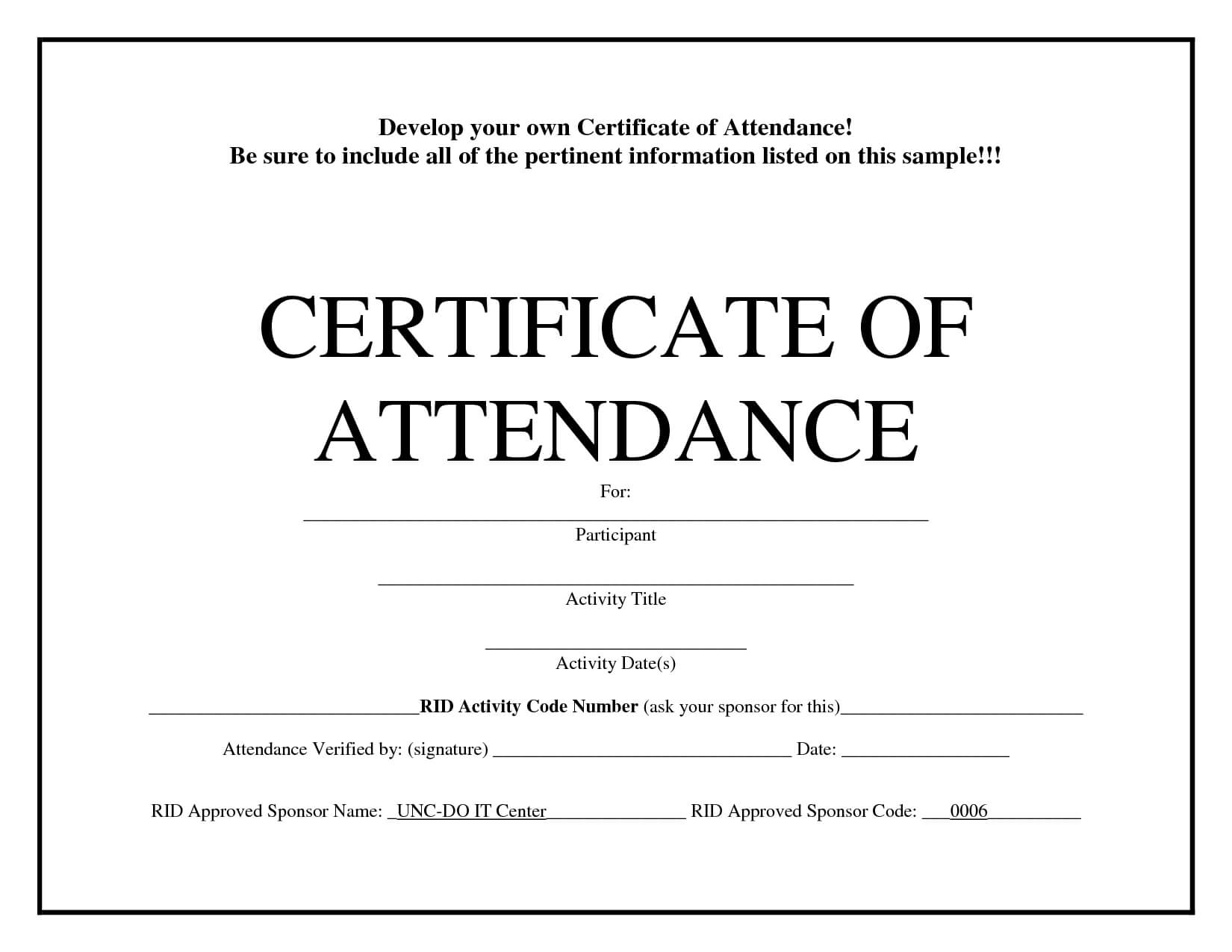 Certificate Of Attendance Template – Calep.midnightpig.co In Free Softball Certificate Templates