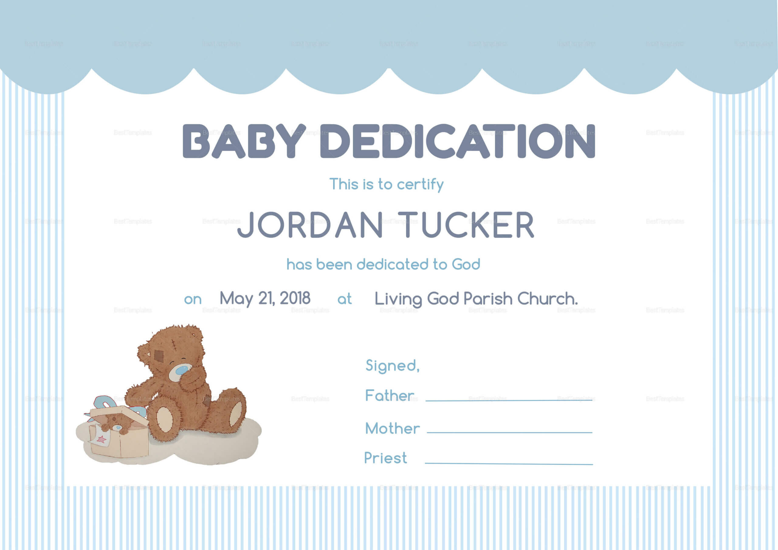 Certificate Of Dedication – Calep.midnightpig.co Regarding Baby Dedication Certificate Template