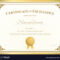 Certificate Of Excellence Template Gold Theme With Regard To Free Certificate Of Excellence Template