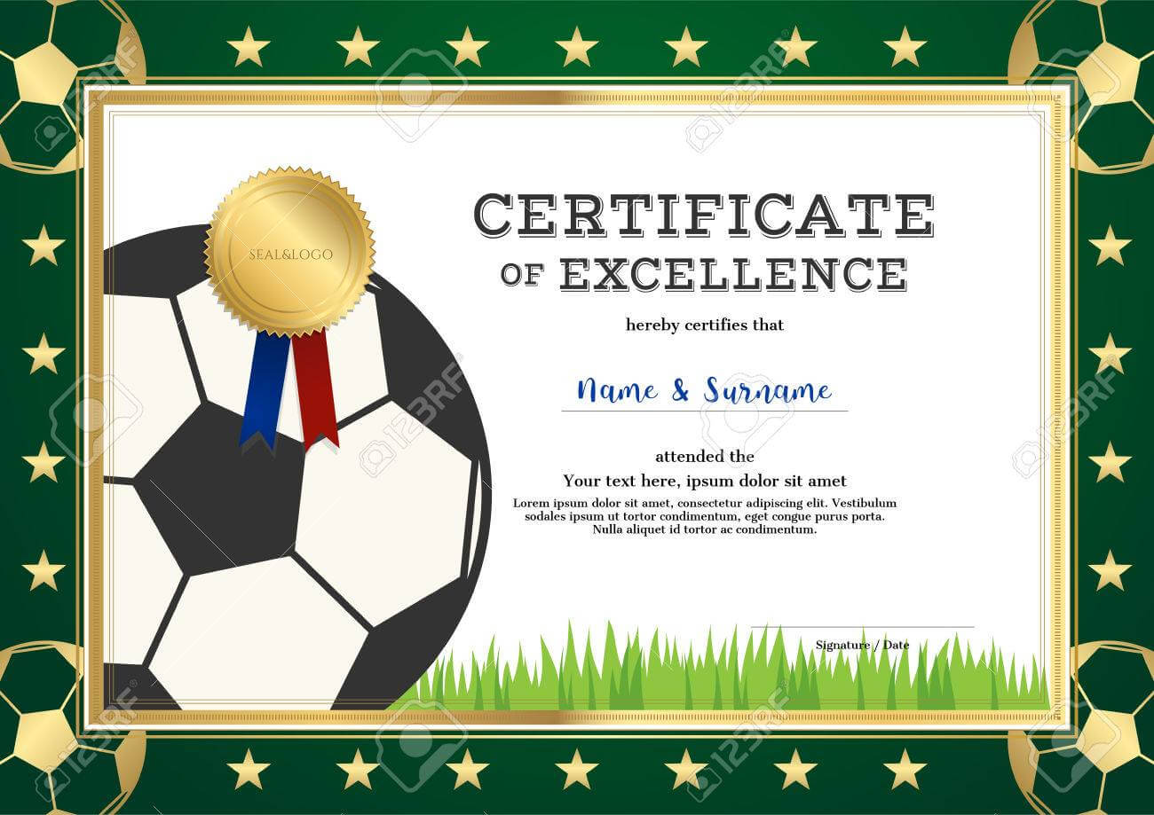 Certificate Of Excellence Template In Sport Theme For Football.. For Football Certificate Template