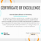 Certificate Of Excellence With Good Job Certificate Template