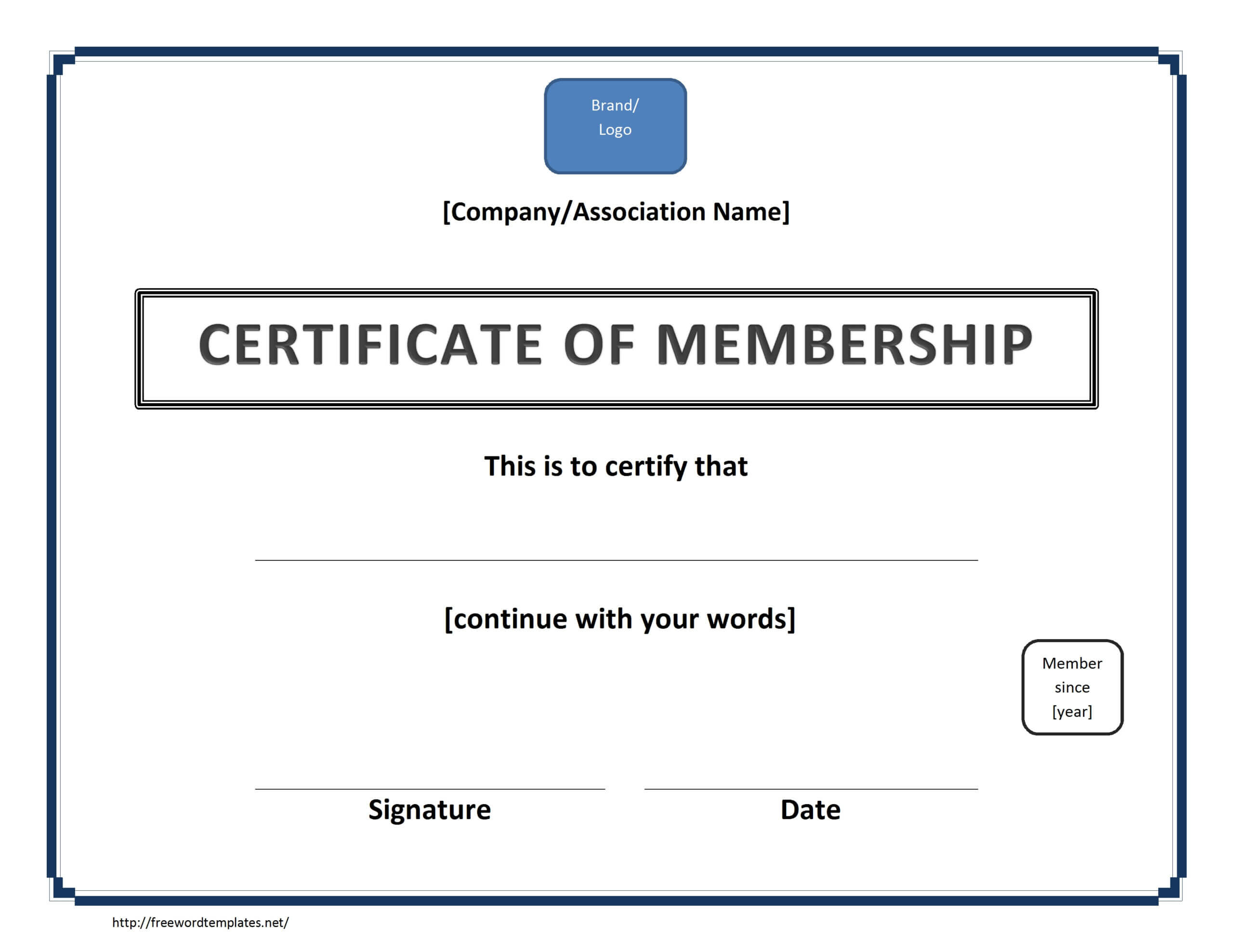 Certificate Of Membership Template Pertaining To New Member Certificate Template